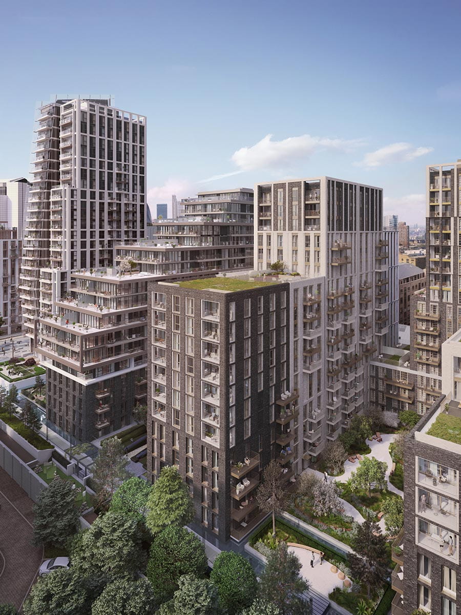 An exterior image of Saffron Wharf at London Dock