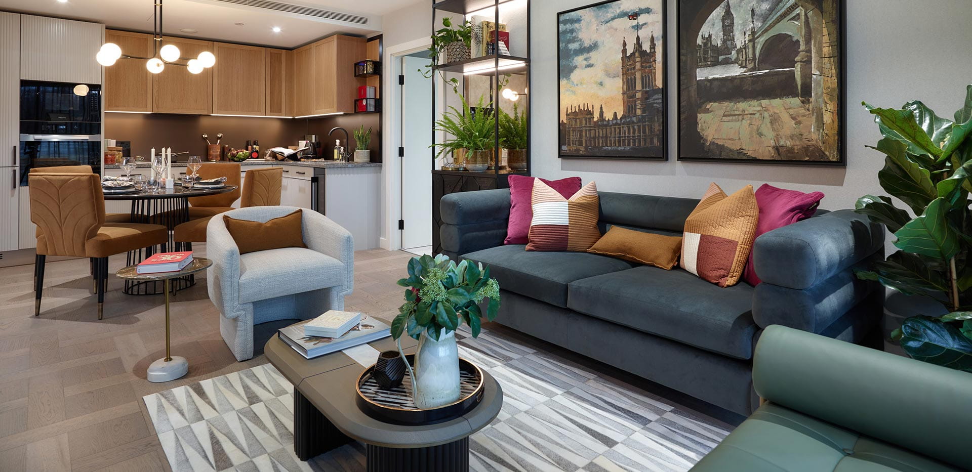 An interior Living / Dining / Kitchen image at Saffron Wharf, London Dock