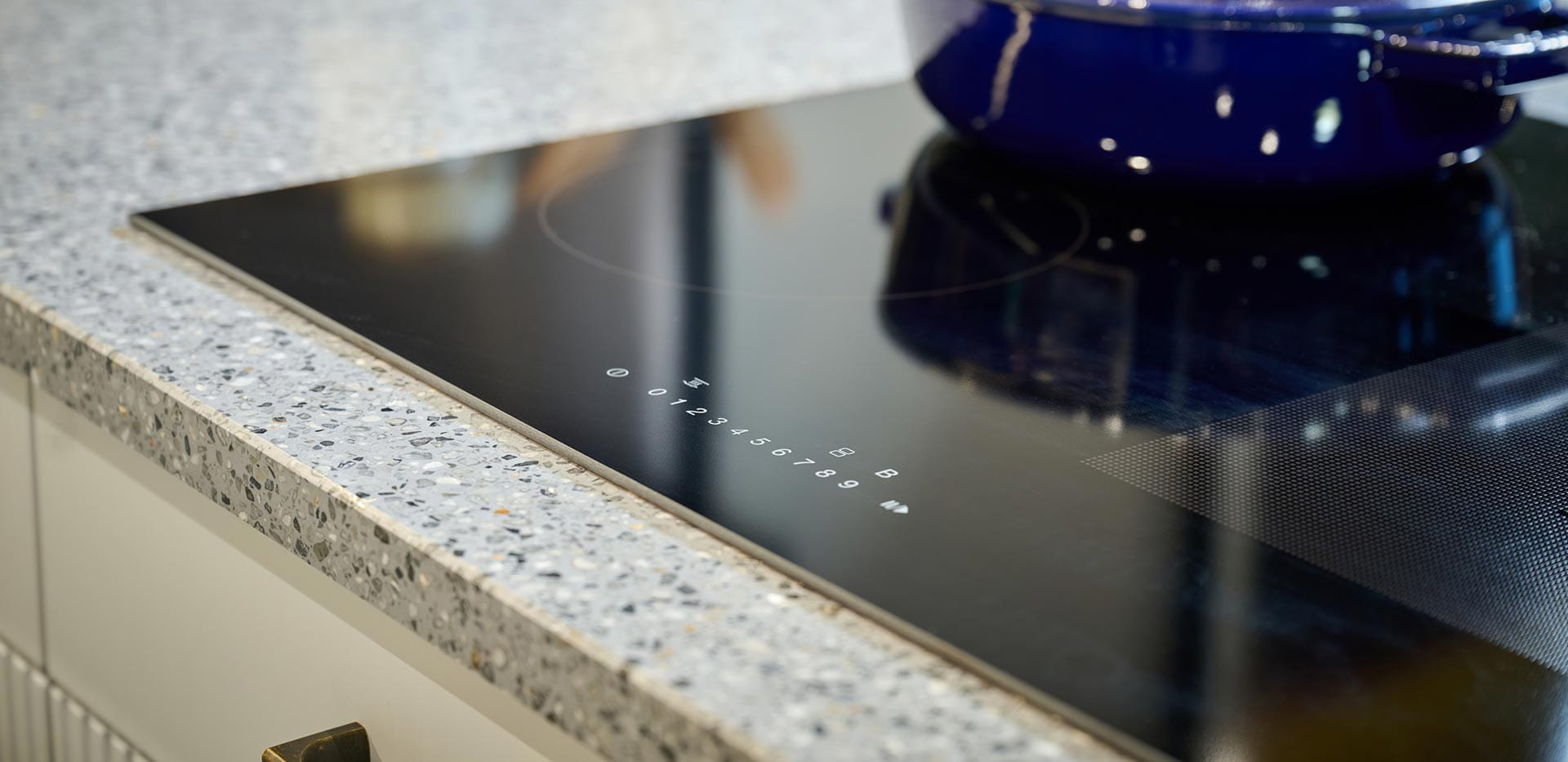 An interior Kitchen close up image of the Stove at Saffron Wharf