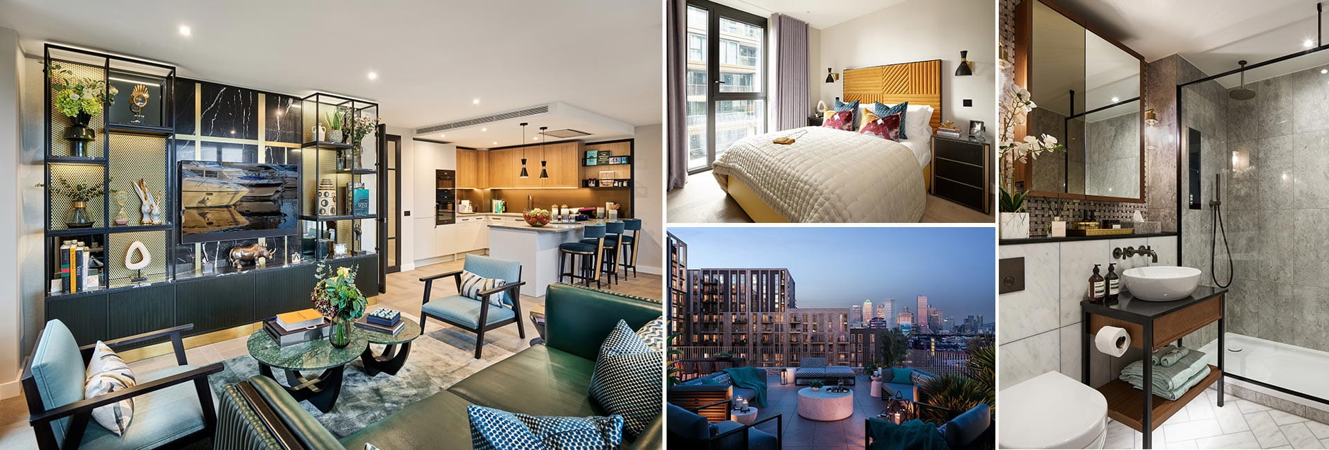 A montage of interior images of a property at Saffron Wahrf