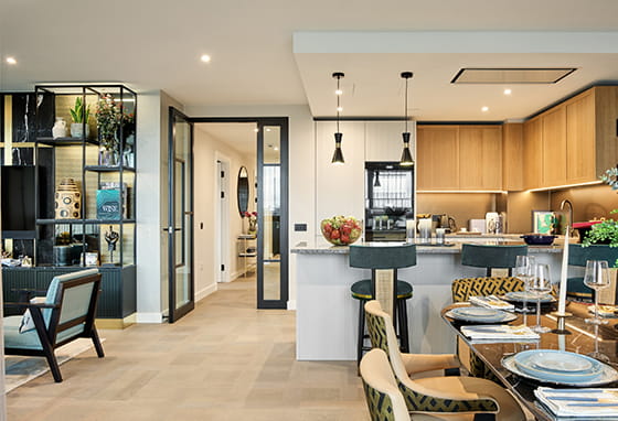 An interior Kitchen / Dining / Living image at Saffron Wharf