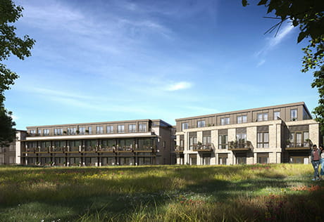 An exterior CGI of Guillespie House at Oakhill