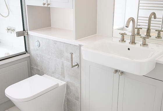 An interior image of a bathroom