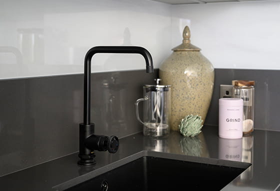An interior close up of Kitchen Sink at The Apartment Collection at Oakhill