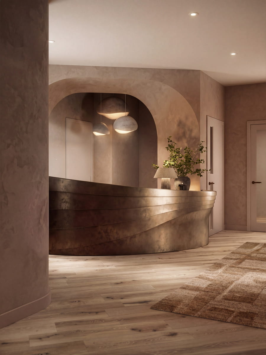 Front desk and hallway.