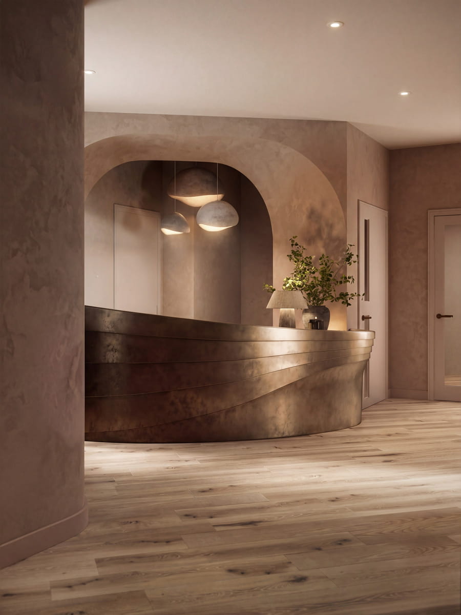 Front desk and hallway.