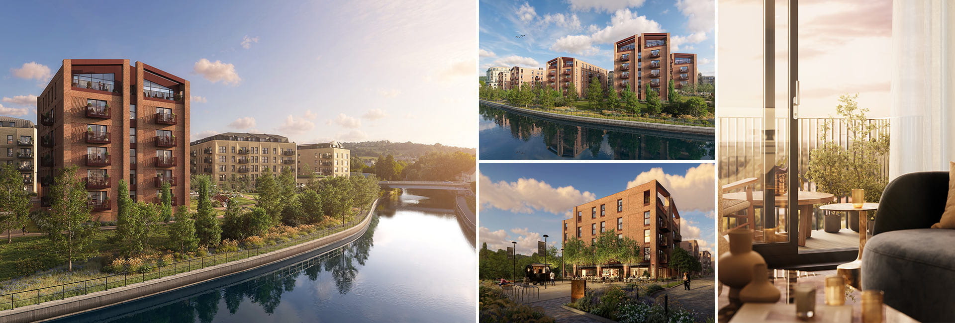 A montage of exterior CGIs of the One Waterside development