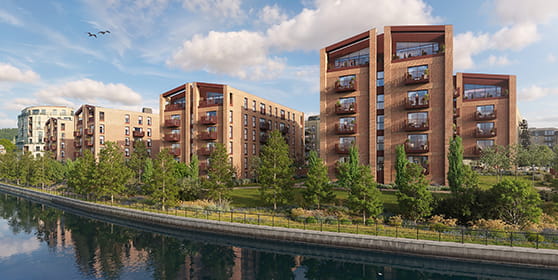 An exterior CGI of One Waterside