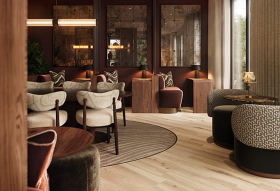 An interior CGI of the Co-Working Space at One Waterside