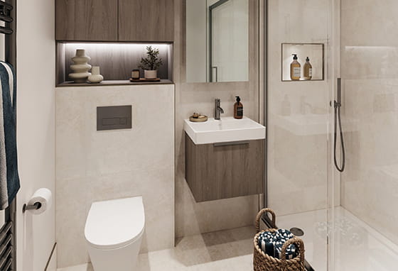 An interior Bathroom CGI at One Waterside