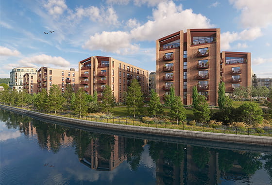 An exterior CGI of the One Waterside development