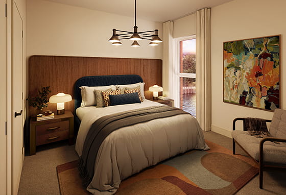 A CGI interior Bedroom image at One Waterside