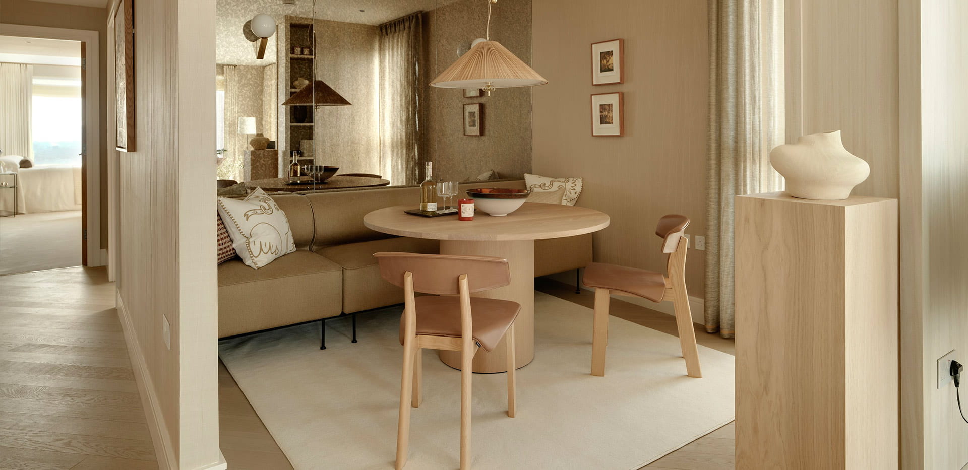 An interior Dining area at Oval Village
