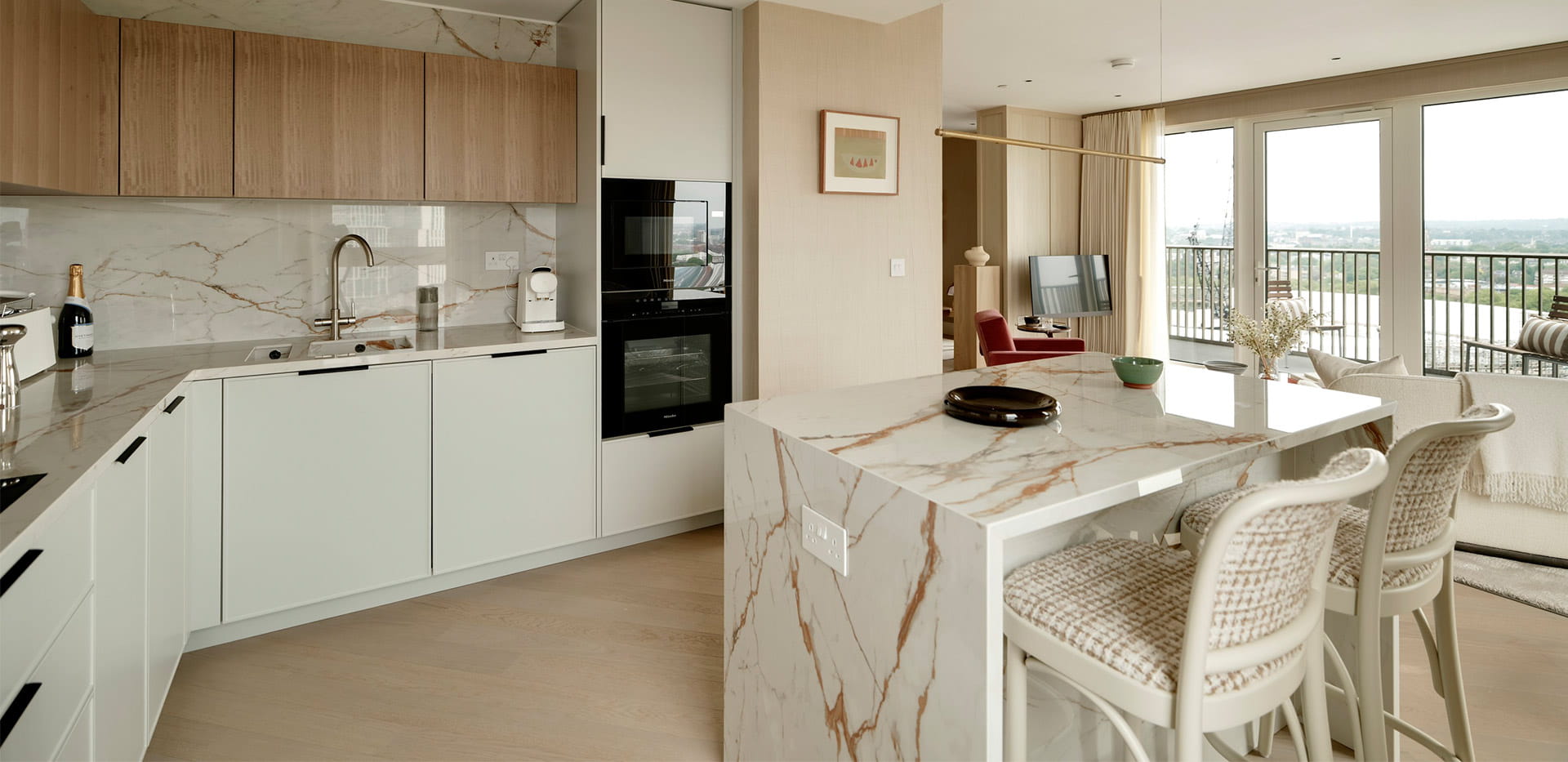 An interior Kitchen / Living area at Oval Village