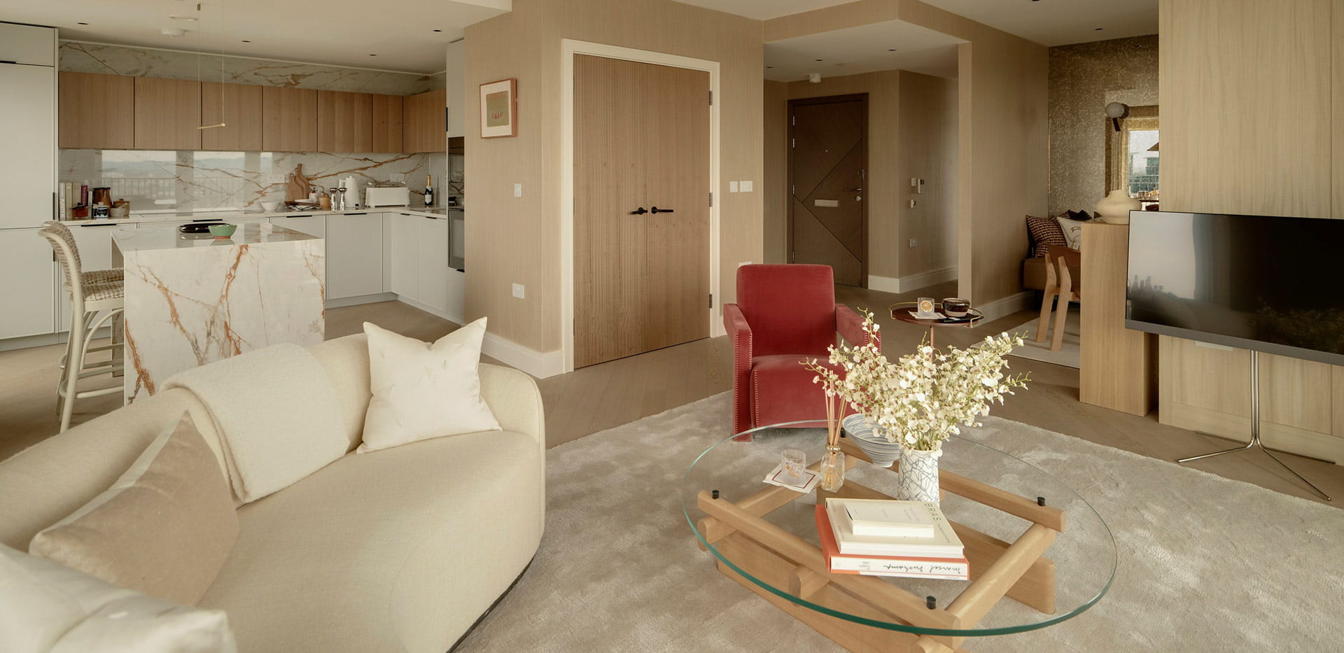An interior Living / Kitchen area at Oval Village