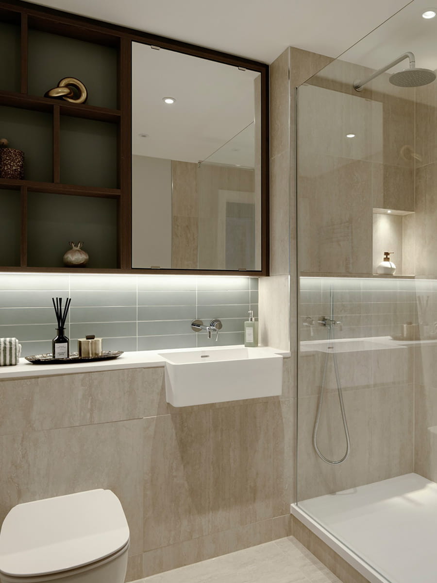 Oval Village spacious bathroom with a light design