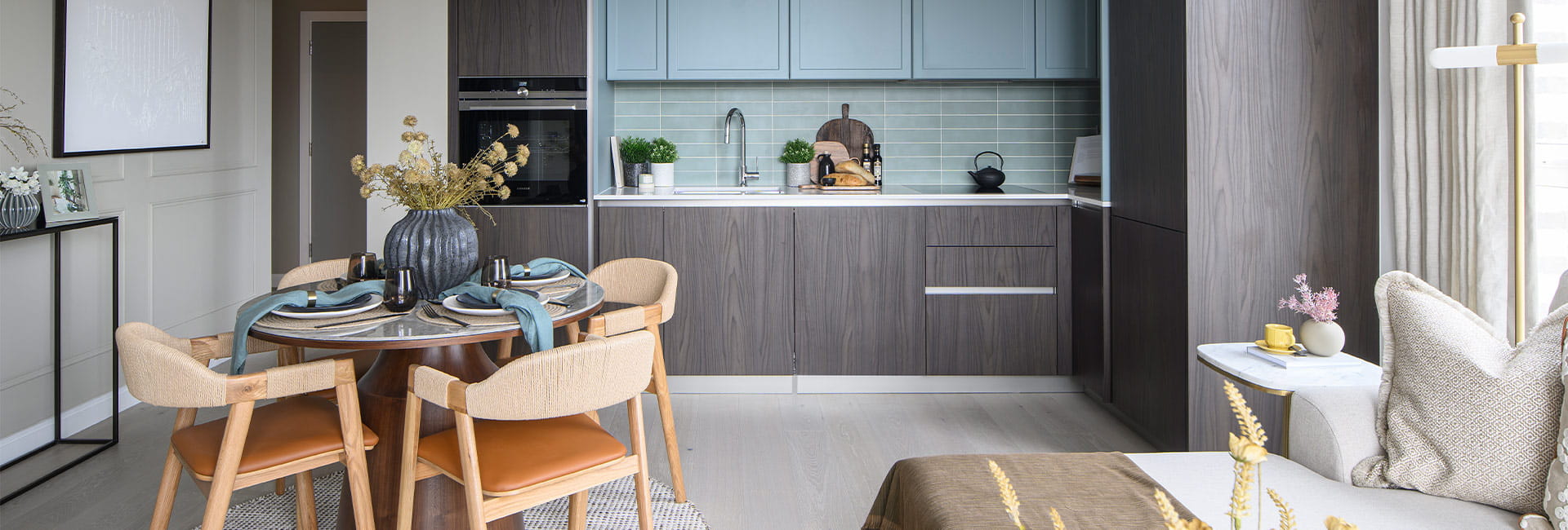 An interior kitchen/ dining room image at Oval Village