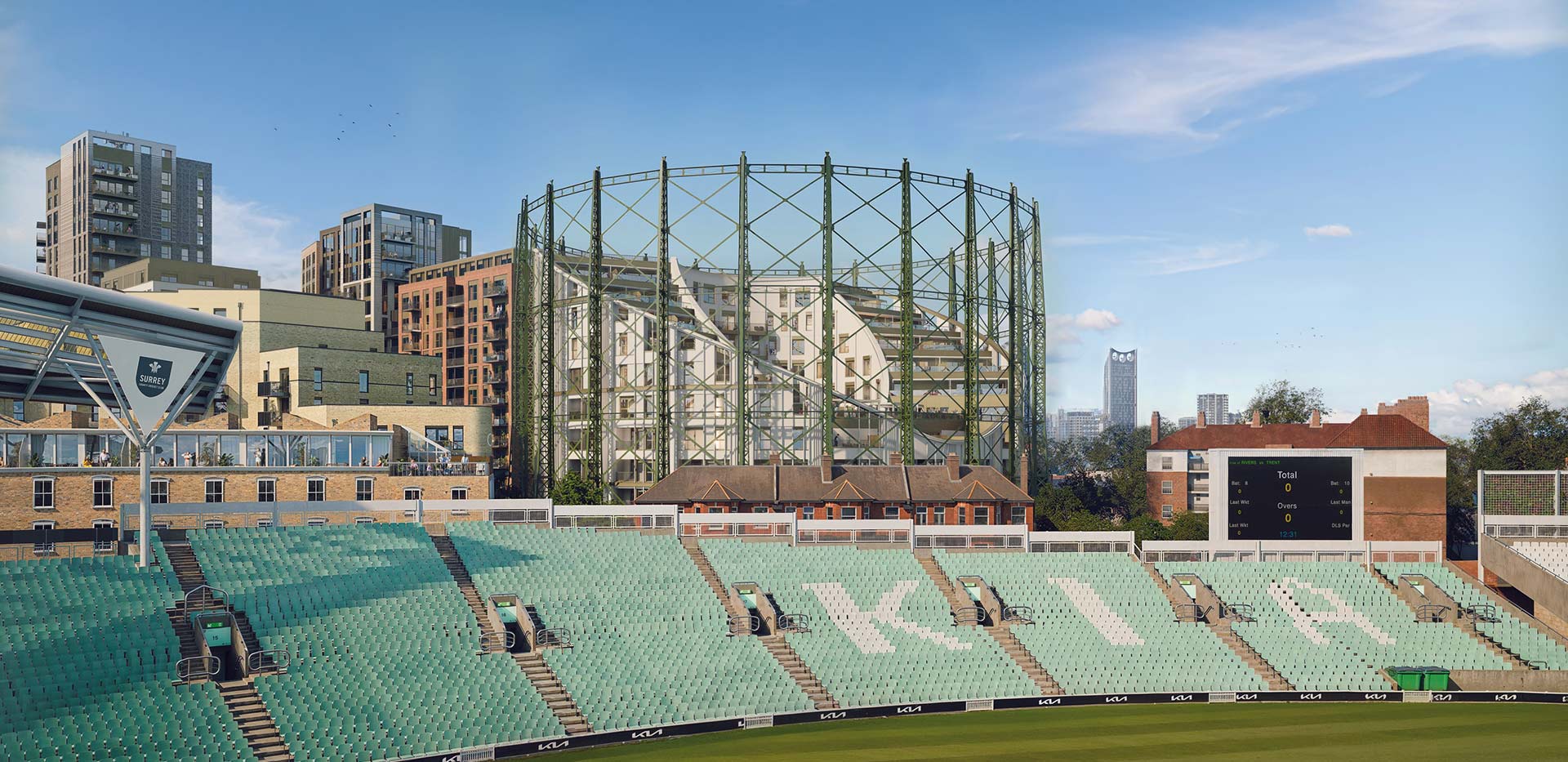 A view of The Halo at Oval Village from The Kia Oval