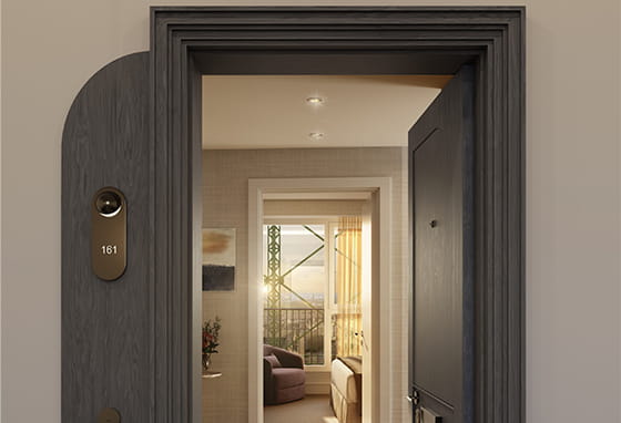 An image into an apartment from the front door at The Halo