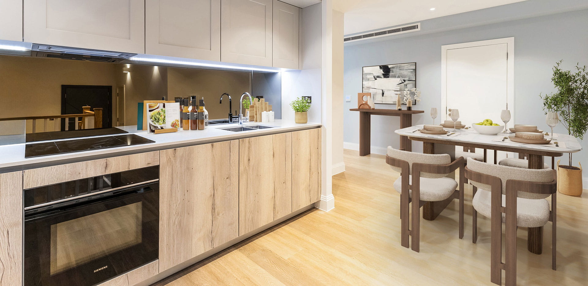 Parkside Collection at Chelsea Bridge Wharf spacious kitchen and dining