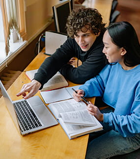 Two students studying