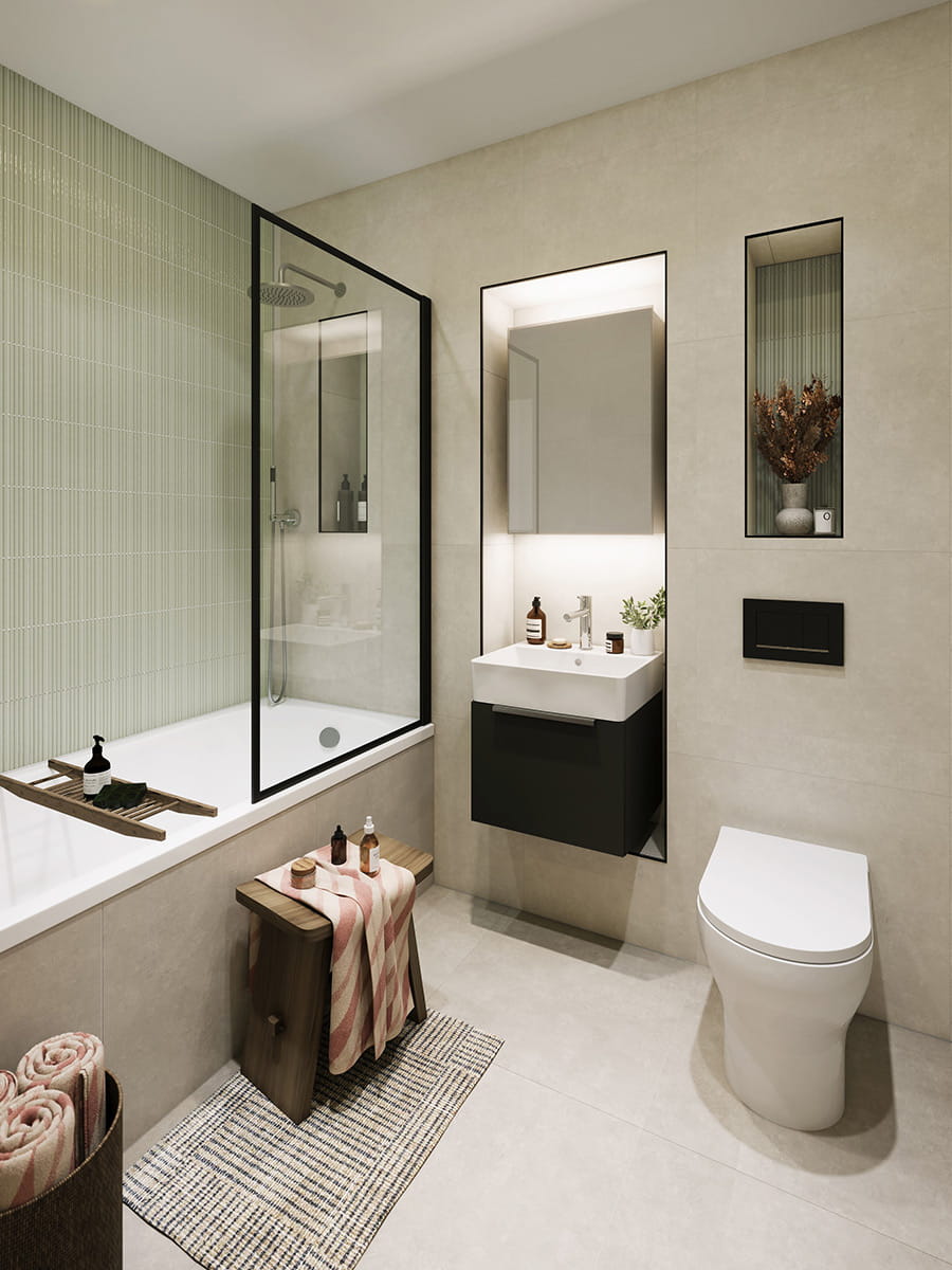 An interior bathroom image within a showhome in Reading Riverworks