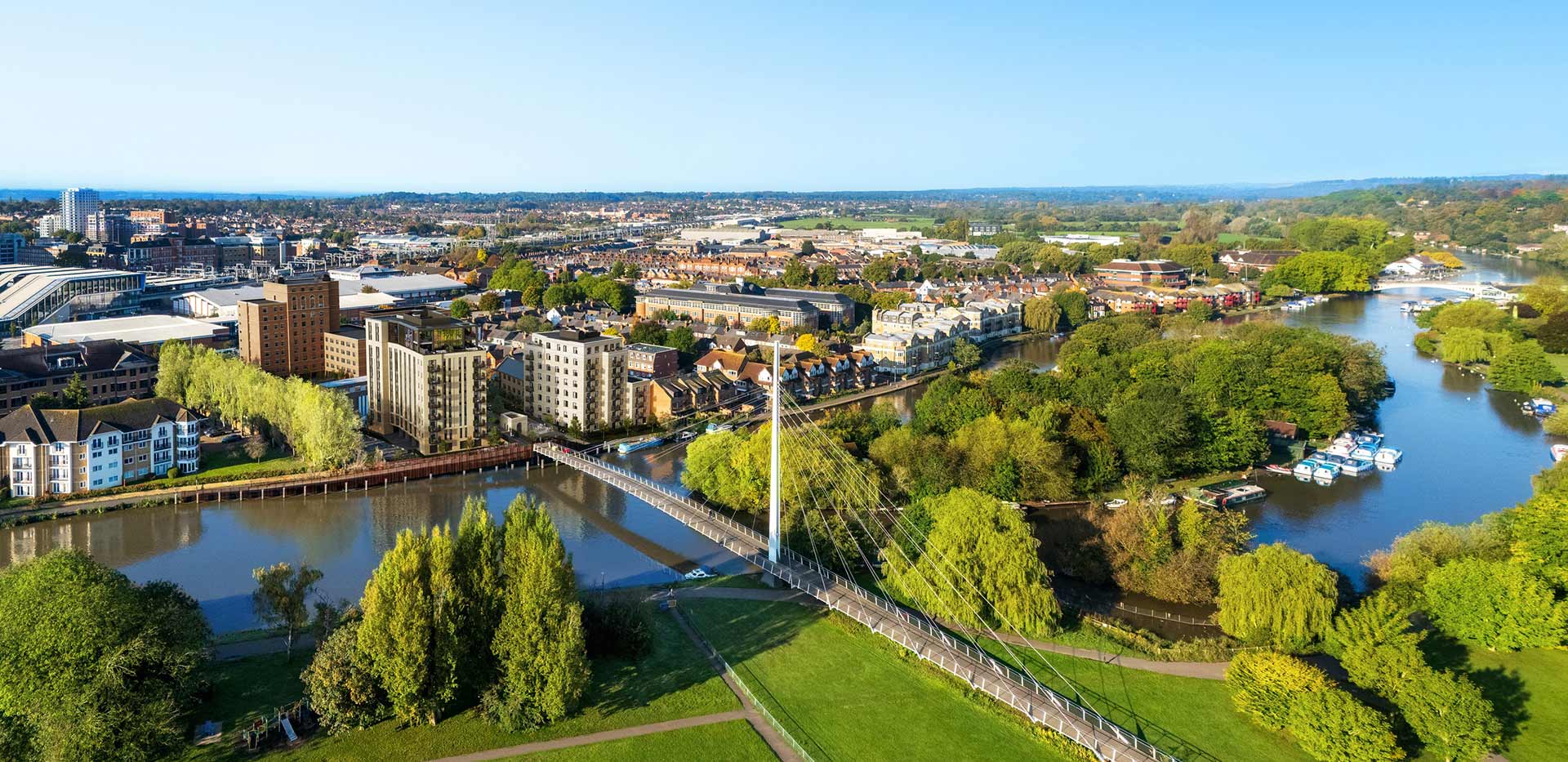 Reading Riverworks development aerial photo
