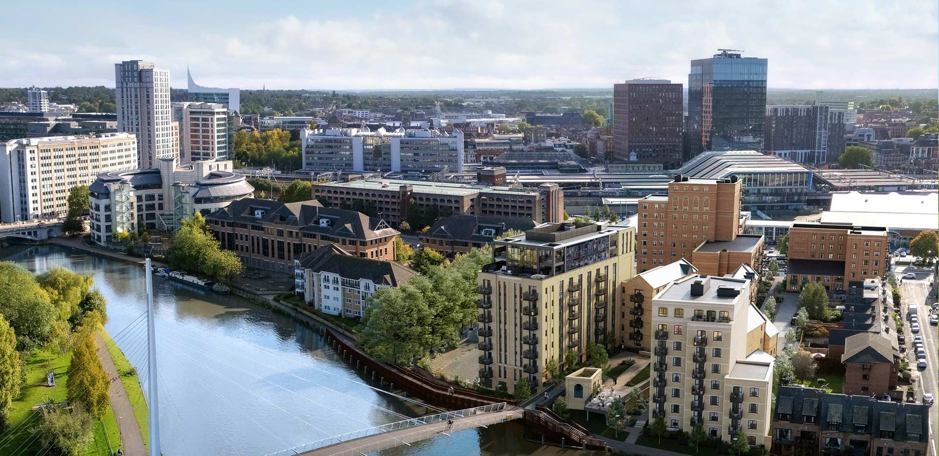 Reading Riverworks development aerial view