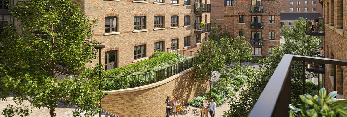 An exterior CGI of the Reading Riverworks development