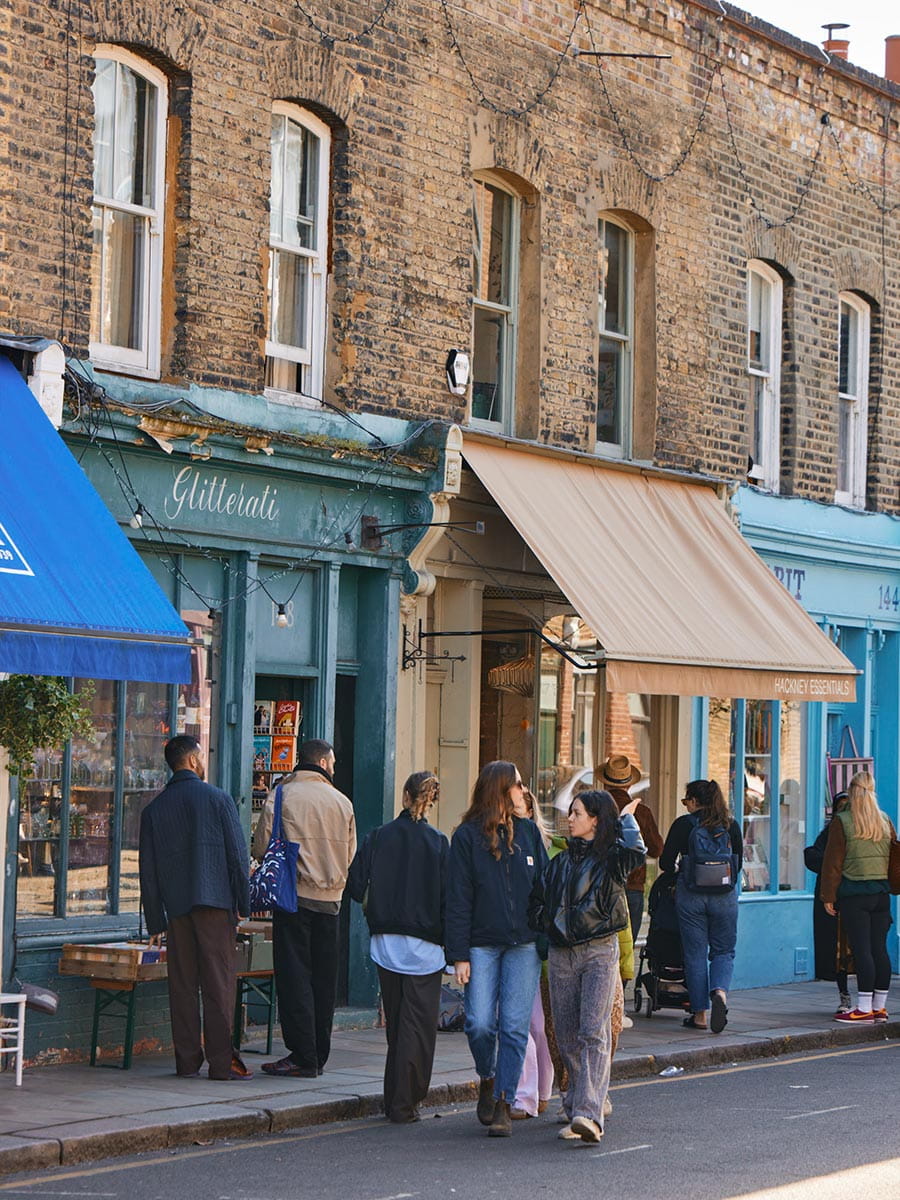 An exterior view of shops in Bethnal Town