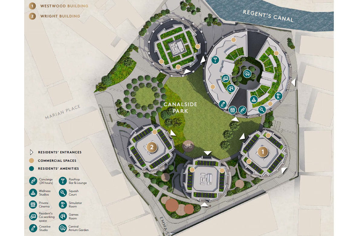 An illustration of the Regent's View Site Plan