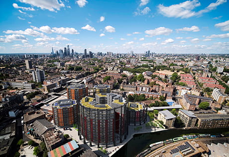 An aerial view of the Regents View development