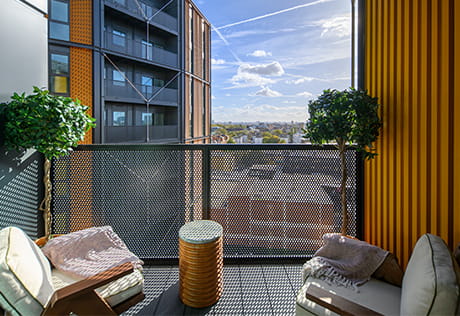 A balcony view from The Wright building over Regent's View and London