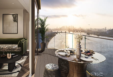 皇家阿森纳河畔的阳台，可欣赏河景