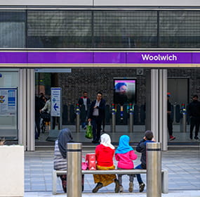 An exterior image of the Woolwich tube station