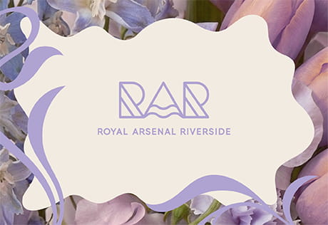 Royal Arsenal Riverside Logo with illustrative flower artwork