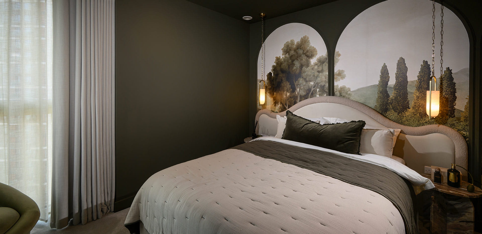 Royal Arsenal Riverside, The Apsley Showhome, spacious bedroom with a cosy design
