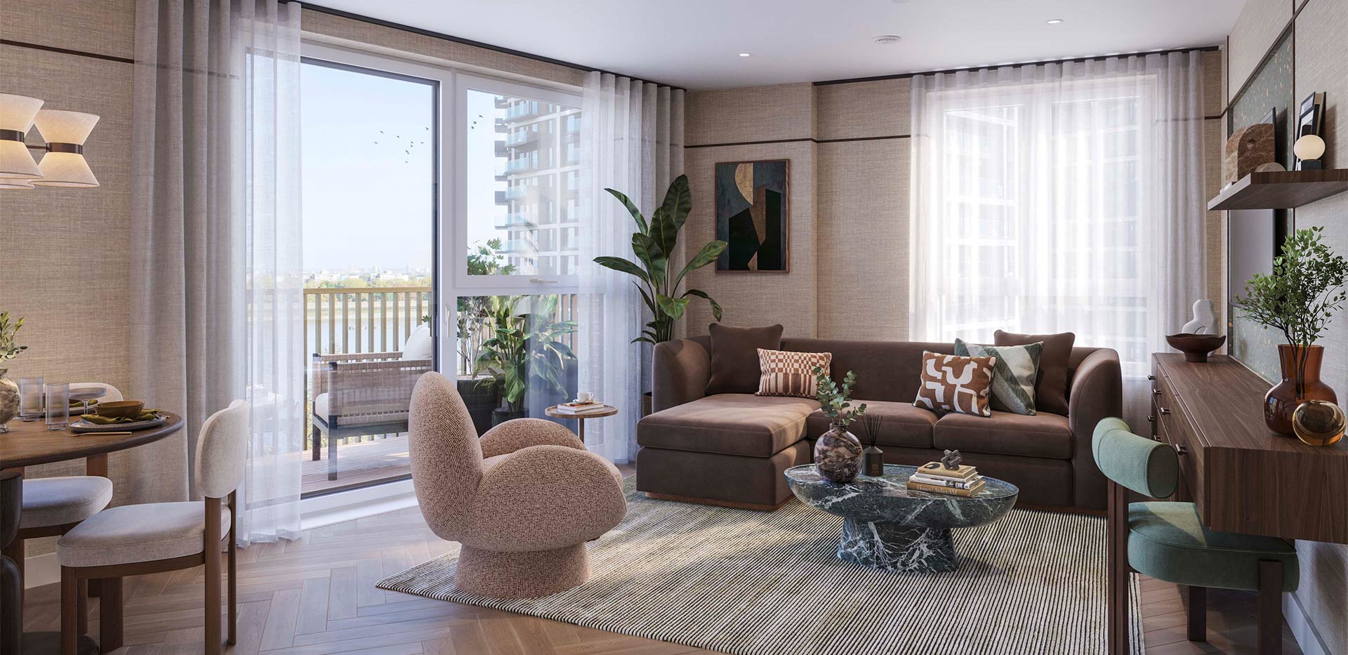 A living room image from a showhome at The Maribor