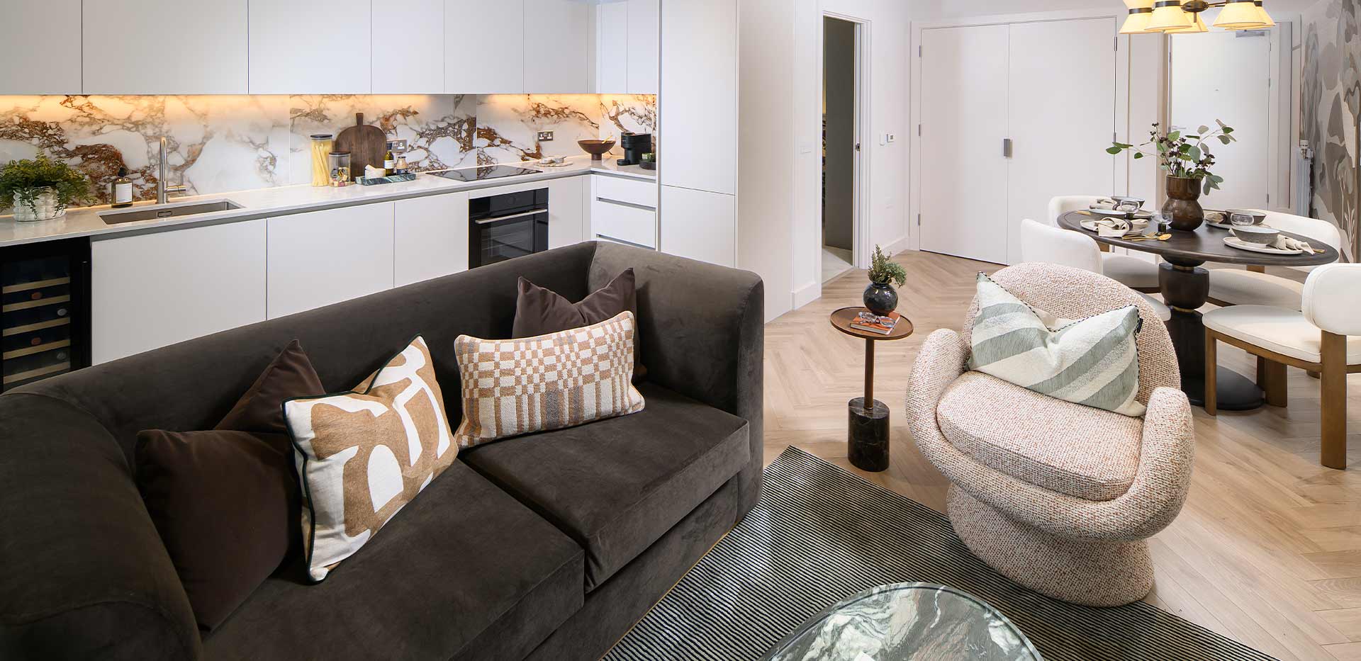 A living room image from a showhome at The Maribor