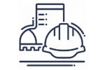 An icon of a hard hat and boots
