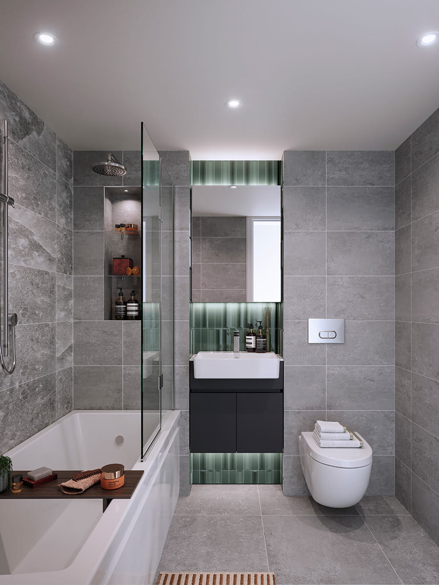 Lantern Wharf bathroom dark grey design