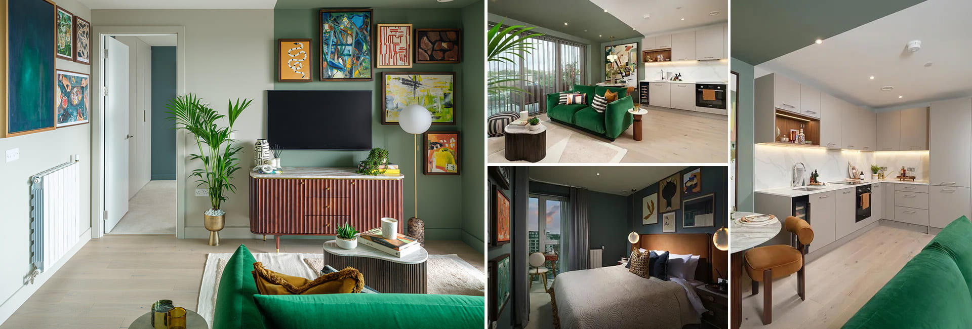 A montage of interior images from Lantern Wharf