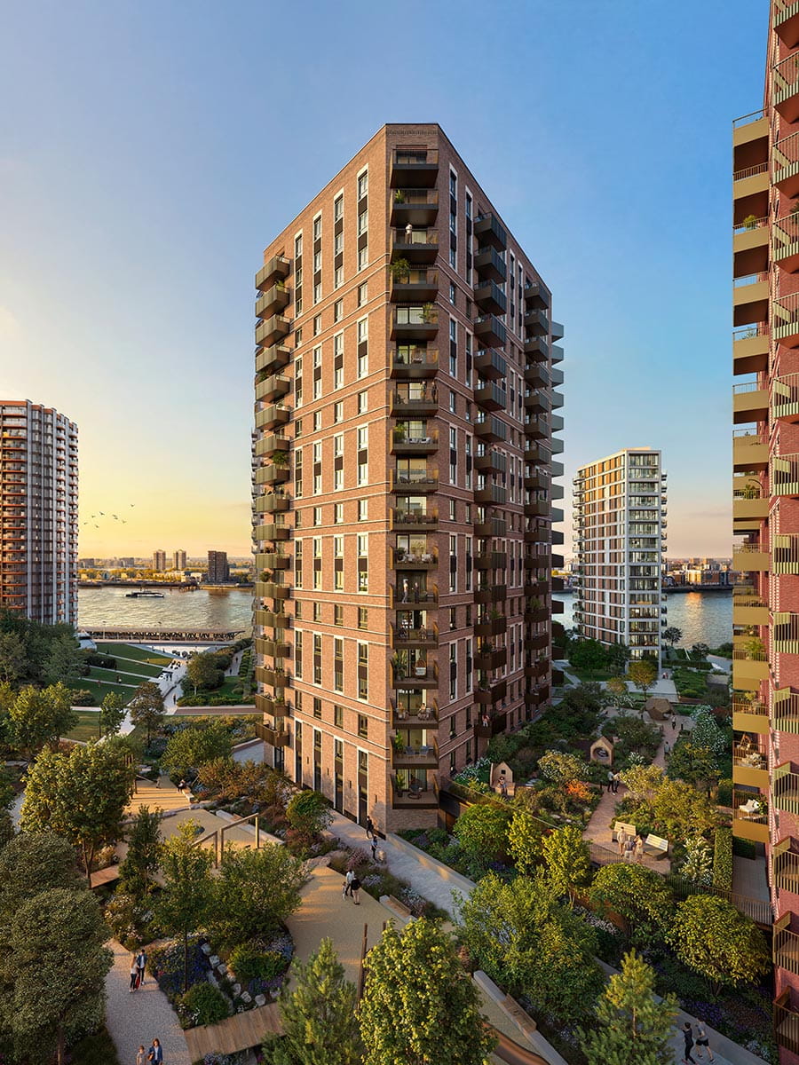 An exterior CGI of The Apsley