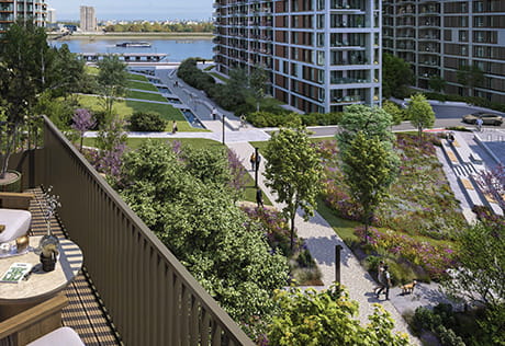 An exterior CGI view of The Maribor at Royal Arsenal Riverside