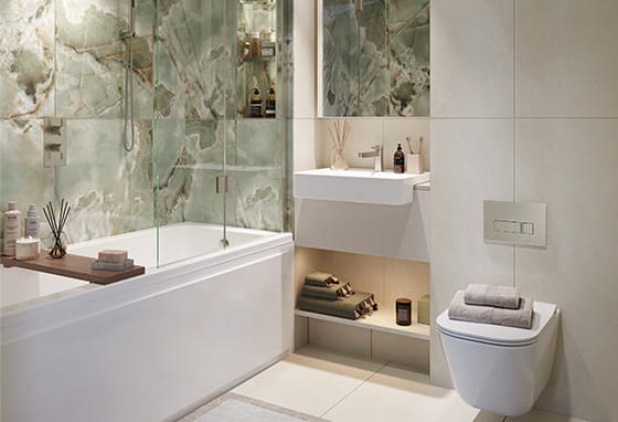 An interior CGI of the Bathroom at The Maribor