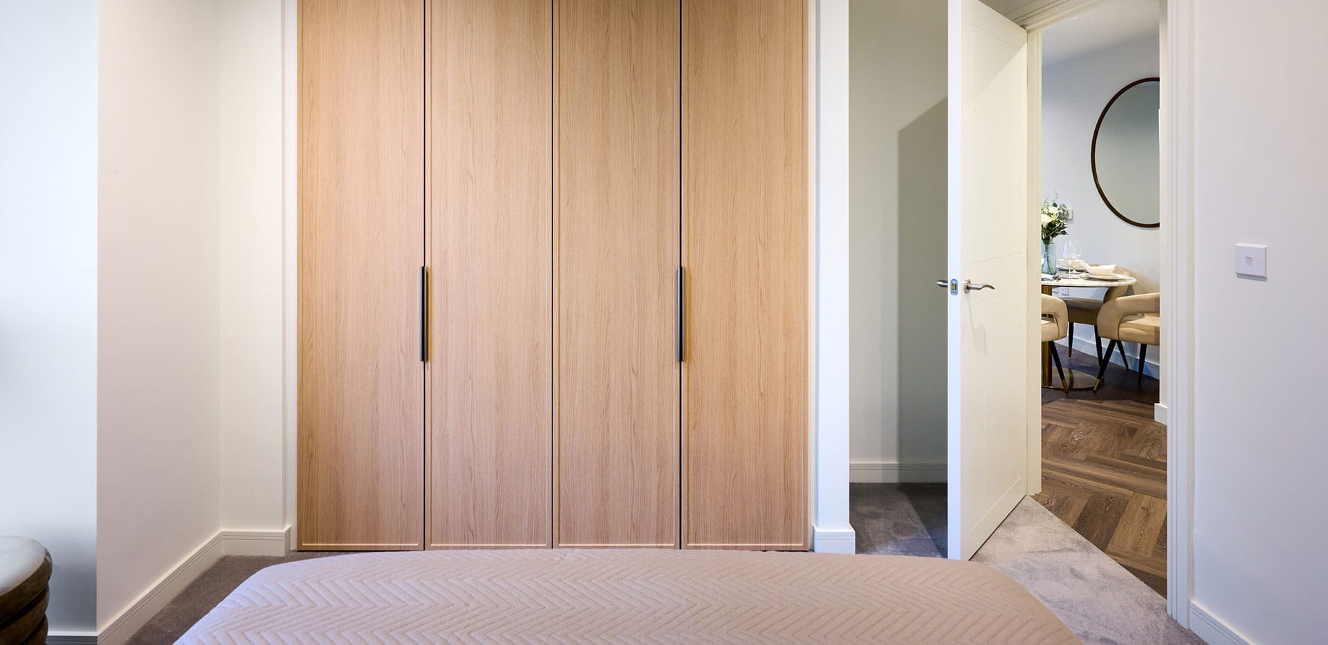 An interior bedroom image showing the wardrobe from a showhome at Bower House