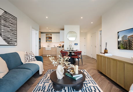 An interior living area within a showhome at Silkstream