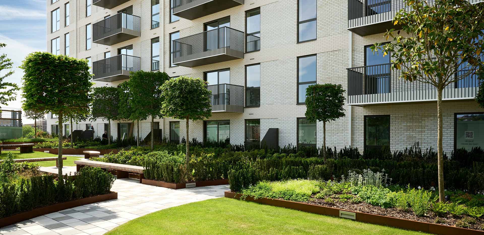 Exterior photo of the Silkstream apartments