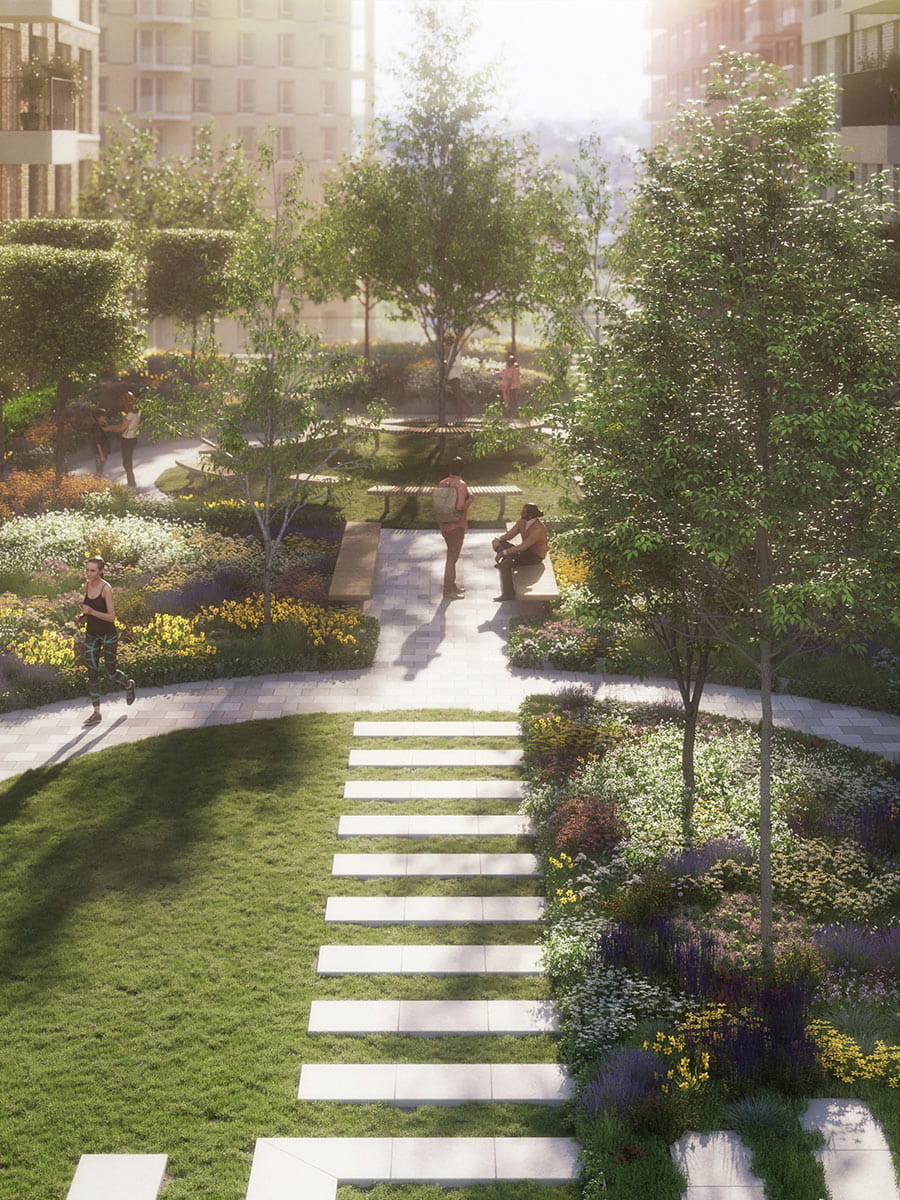 Silkstream, Podium Gardens