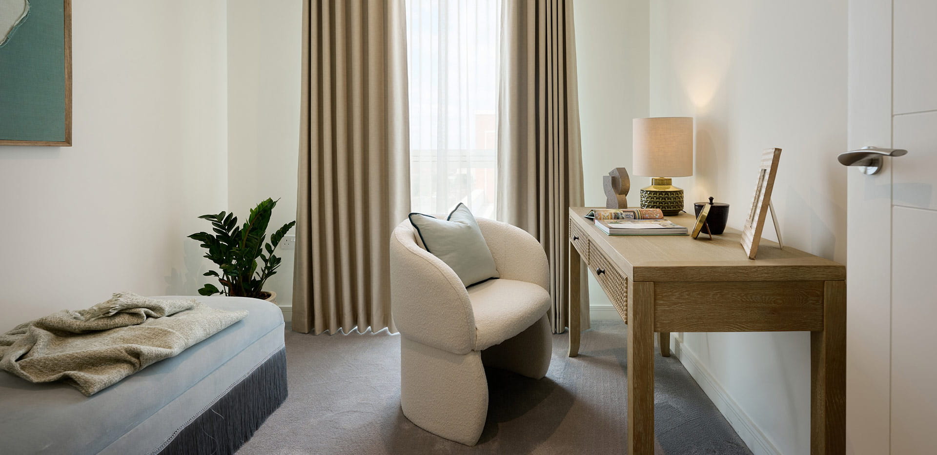 An interior bedroom/study image within a Silkstream showhome